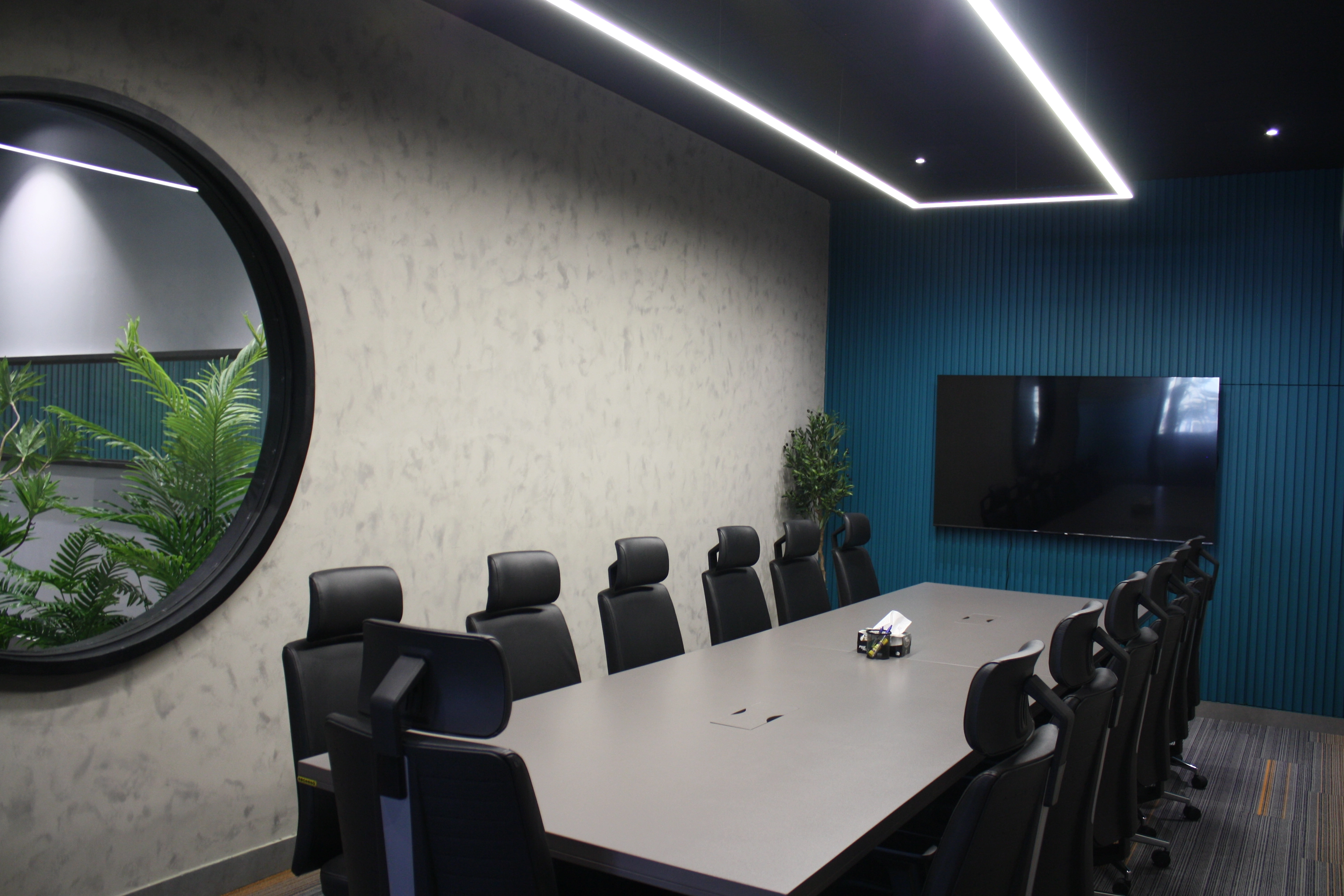 Board room with executive seating