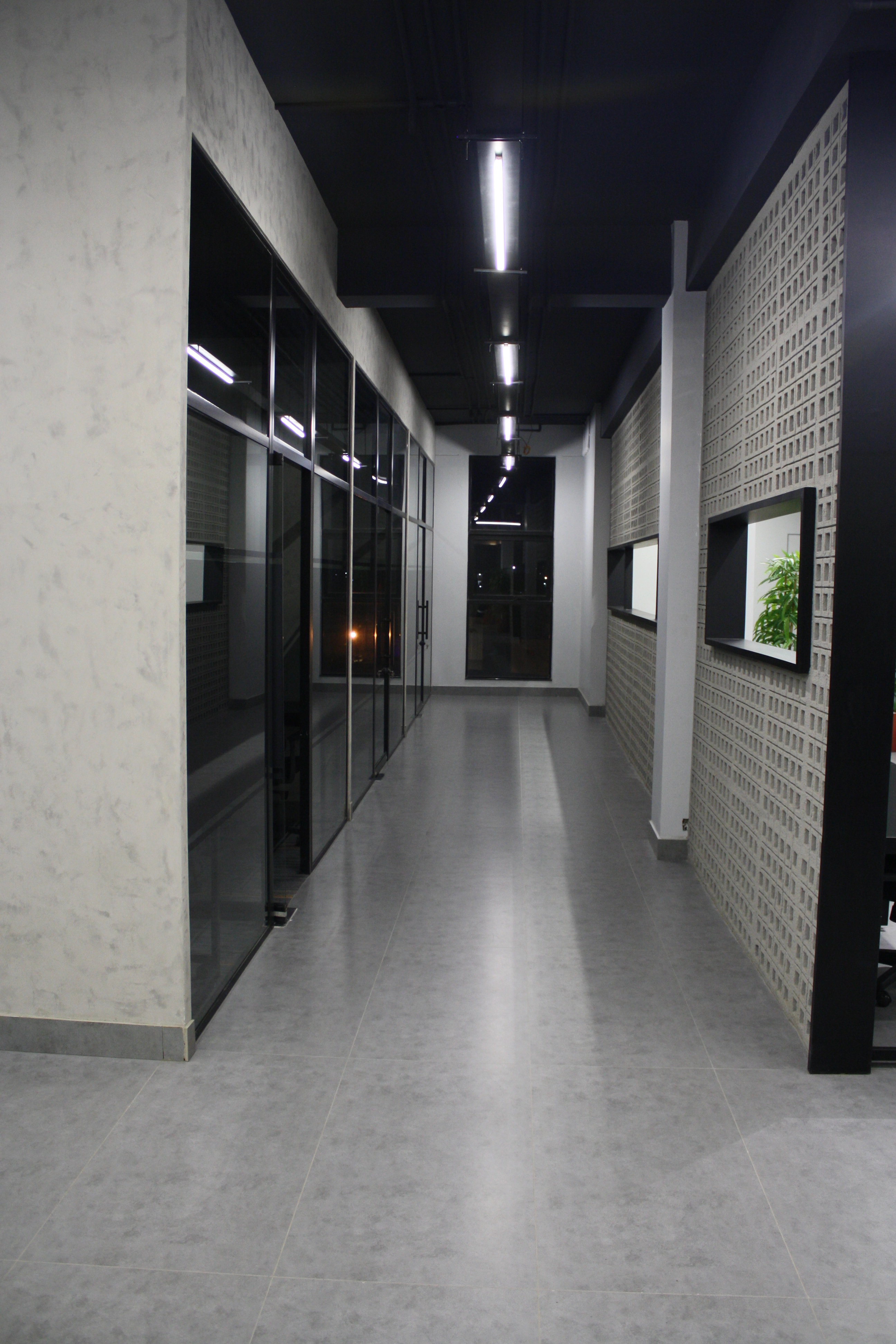 Private office corner workspace